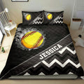 Ohaprints-Quilt-Bed-Set-Pillowcase-Softball-Ball-Smoke-Zig-Zag-Player-Fan-Gift-Black-Custom-Personalized-Name-Blanket-Bedspread-Bedding-1643-King (90'' x 100'')