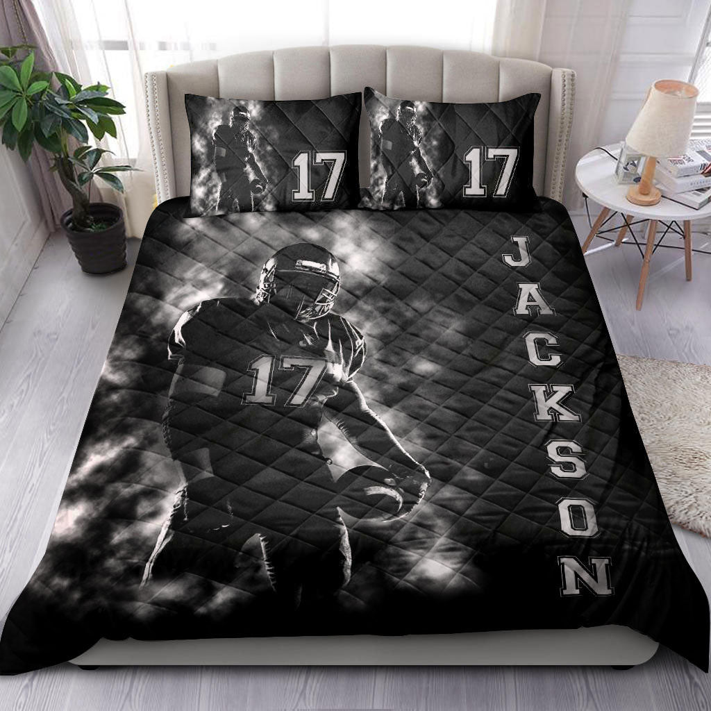 Ohaprints-Quilt-Bed-Set-Pillowcase-Football-Boy-Men-Dust-Storm-Player-Fan-Gift-Custom-Personalized-Name-Number-Blanket-Bedspread-Bedding-1596-King (90'' x 100'')