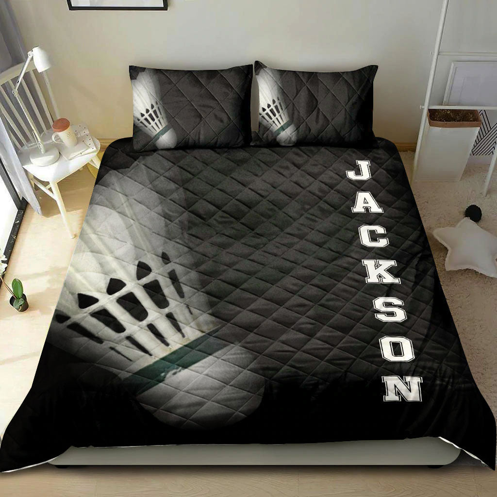 Ohaprints-Quilt-Bed-Set-Pillowcase-Badminton-Shuttlecock-Player-Fan-Gift-Idea-Black-Custom-Personalized-Name-Blanket-Bedspread-Bedding-2172-King (90'' x 100'')