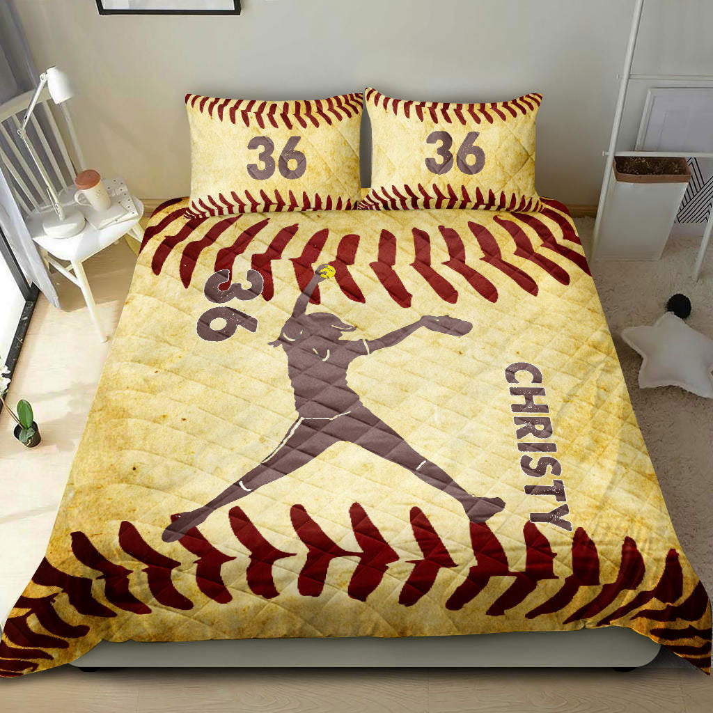 Ohaprints-Quilt-Bed-Set-Pillowcase-Softball-Pitcher-Girl-Player-Fan-Gift-Idea-Custom-Personalized-Name-Number-Blanket-Bedspread-Bedding-2175-King (90'' x 100'')