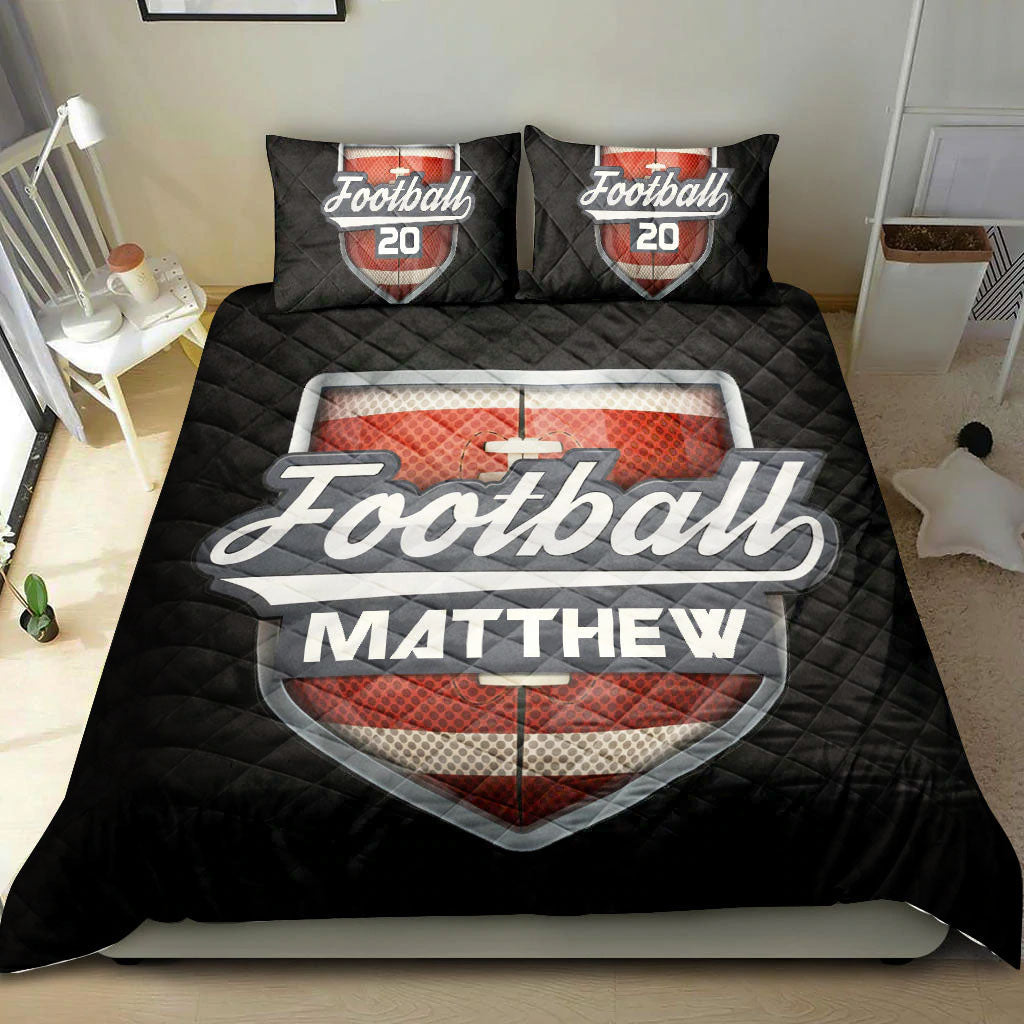 Ohaprints-Quilt-Bed-Set-Pillowcase-America-Football-Pattern-Player-Fan-Gift-Black-Custom-Personalized-Name-Number-Blanket-Bedspread-Bedding-1566-King (90'' x 100'')