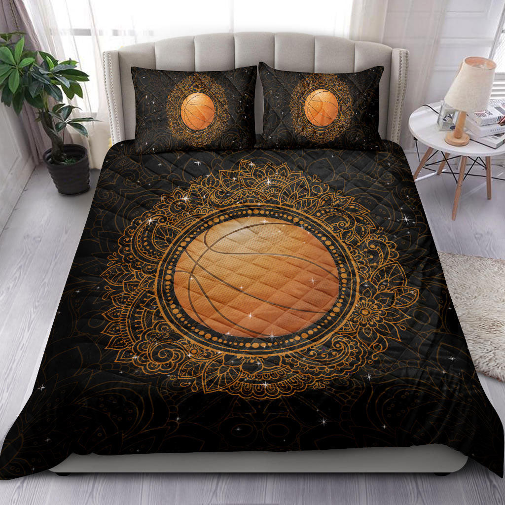 Ohaprints-Quilt-Bed-Set-Pillowcase-Basketball-Ball-Mandala-Orange-Black-Gift-For-Player-Lover-Fan-Blanket-Bedspread-Bedding-2715-King (90'' x 100'')