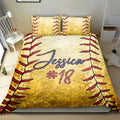 Ohaprints-Quilt-Bed-Set-Pillowcase-Softball-Pattern-Player-Fan-Yellow-Vintage-Custom-Personalized-Name-Number-Blanket-Bedspread-Bedding-2784-King (90'' x 100'')