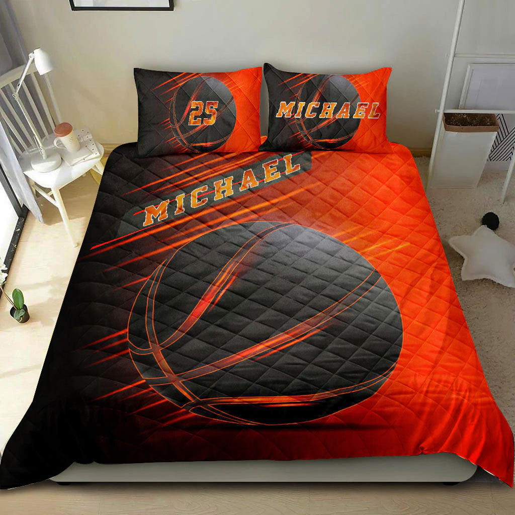 Ohaprints-Quilt-Bed-Set-Pillowcase-Basketball-Black-Ball-Player-Fan-Gift-Idea-Red-Custom-Personalized-Name-Number-Blanket-Bedspread-Bedding-2725-King (90'' x 100'')