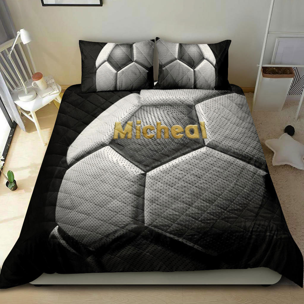 Ohaprints-Quilt-Bed-Set-Pillowcase-Soccer-Ball-3D-Memory-Player-Fan-Gift-Black-Custom-Personalized-Name-Number-Blanket-Bedspread-Bedding-2820-King (90'' x 100'')