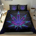 Ohaprints-Quilt-Bed-Set-Pillowcase-Blue-Leaf-Mandala-Unique-Gift-Idea-Black-Blanket-Bedspread-Bedding-1612-King (90'' x 100'')