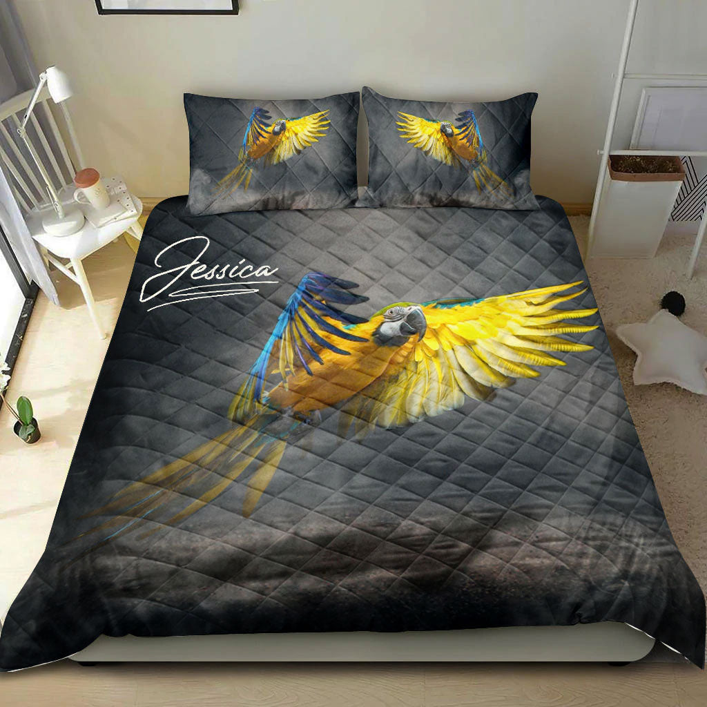 Ohaprints-Quilt-Bed-Set-Pillowcase-Parrot-Sun-Conure-Bird-Lover-3D-Print-Gift-Idea-Custom-Personalized-Name-Blanket-Bedspread-Bedding-2203-King (90'' x 100'')