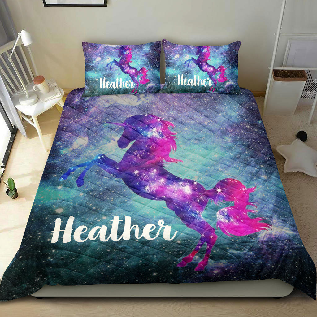 Ohaprints-Quilt-Bed-Set-Pillowcase-Unicorn-Galaxy-Universe-Unique-Gift-Idea-All-Season-Custom-Personalized-Name-Blanket-Bedspread-Bedding-2202-King (90'' x 100'')