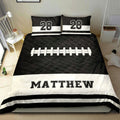 Ohaprints-Quilt-Bed-Set-Pillowcase-America-Football-Black-White-Player-Fan-Gift-Custom-Personalized-Name-Number-Blanket-Bedspread-Bedding-2219-King (90'' x 100'')