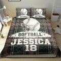 Ohaprints-Quilt-Bed-Set-Pillowcase-Softball-Ball-Batter-Checkered-Player-Fan-Gift-Custom-Personalized-Name-Number-Blanket-Bedspread-Bedding-2764-King (90'' x 100'')