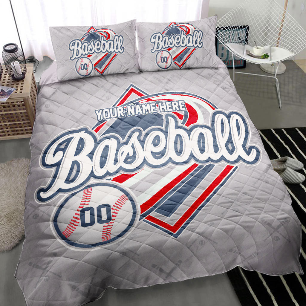 Ohaprints-Quilt-Bed-Set-Pillowcase-Baseball-Ball-Grey-Player-Gift-Fan-Baseball-Lover-Custom-Personalized-Name-Blanket-Bedspread-Bedding-953-Throw (55'' x 60'')