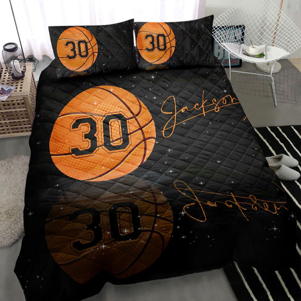Ohaprints-Quilt-Bed-Set-Pillowcase-Basketball-Ball-Mirrors-Player-Gift-Fan-Black-Custom-Personalized-Name-Number-Blanket-Bedspread-Bedding-1534-Throw (55'' x 60'')