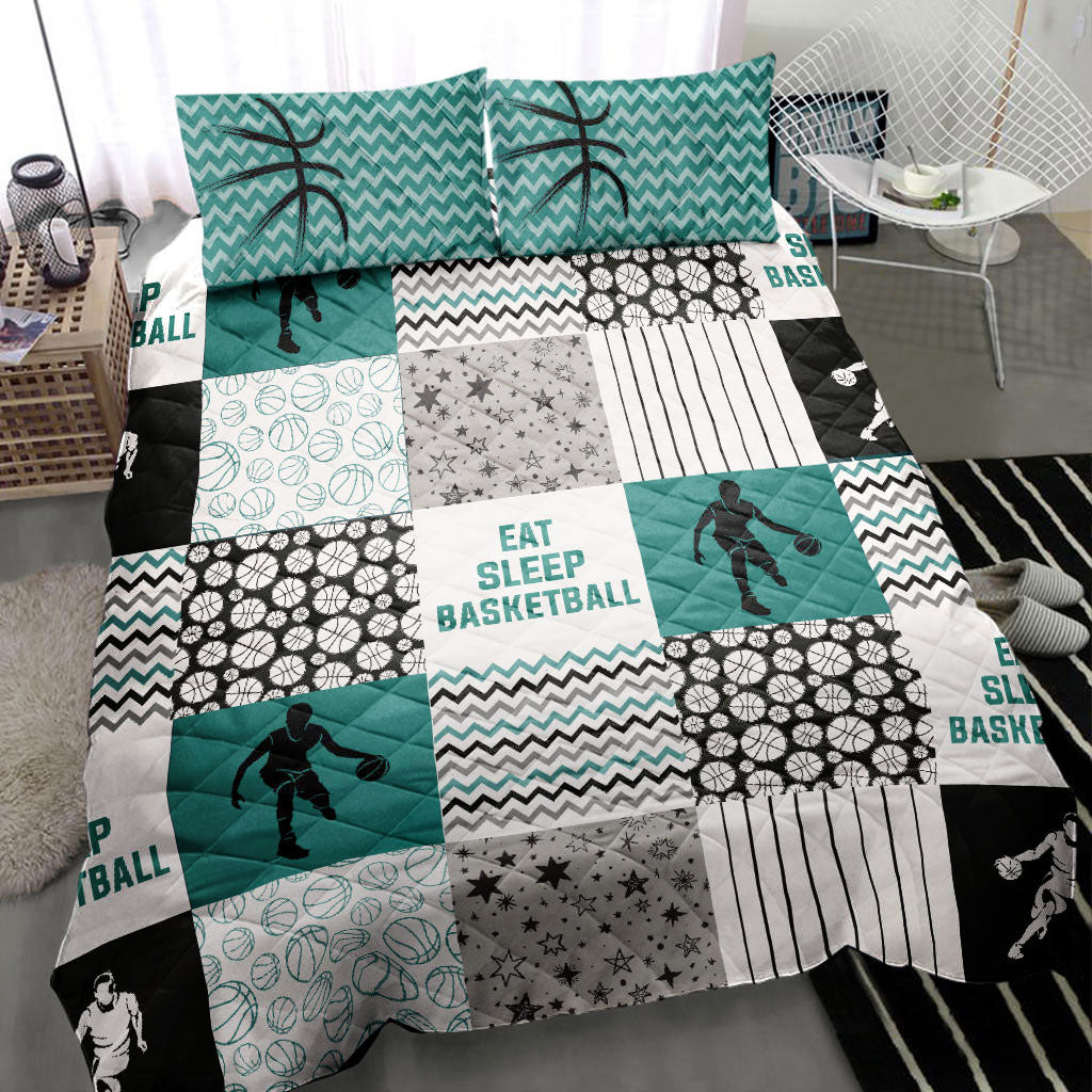 Ohaprints-Quilt-Bed-Set-Pillowcase-Basketball-Boy-Player-Gift-Fan-Eat-Sleep-Basketball-Lover-Patchwork-Green-Blanket-Bedspread-Bedding-1536-Throw (55'' x 60'')