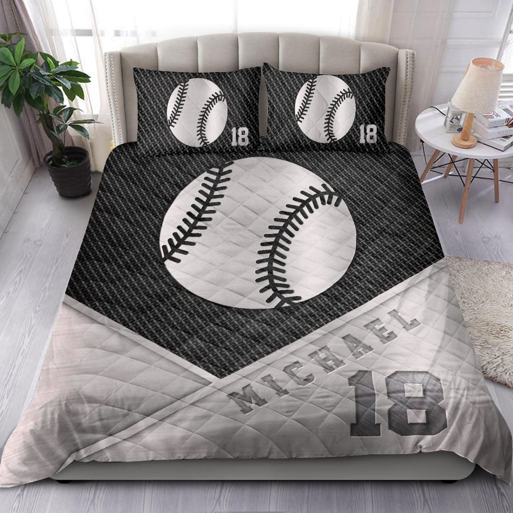 Ohaprints-Quilt-Bed-Set-Pillowcase-Baseball-Ball-Metal-Gift-Player-Lover-Fan-Custom-Personalized-Name-Number-Blanket-Bedspread-Bedding-2121-Double (70'' x 80'')
