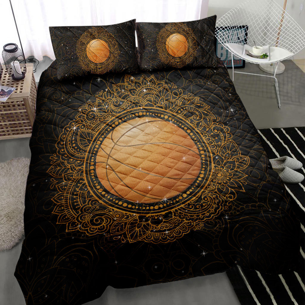 Ohaprints-Quilt-Bed-Set-Pillowcase-Basketball-Ball-Mandala-Orange-Black-Gift-For-Player-Lover-Fan-Blanket-Bedspread-Bedding-2715-Throw (55'' x 60'')
