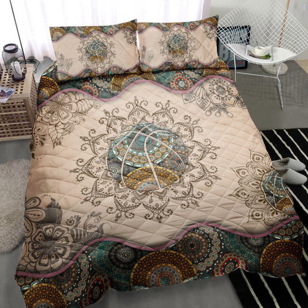 Ohaprints-Quilt-Bed-Set-Pillowcase-Basketball-Ball-Boho-Player-Fan-Gift-Mandala-Pattern-Vintage-Brown-Blanket-Bedspread-Bedding-1537-Throw (55'' x 60'')
