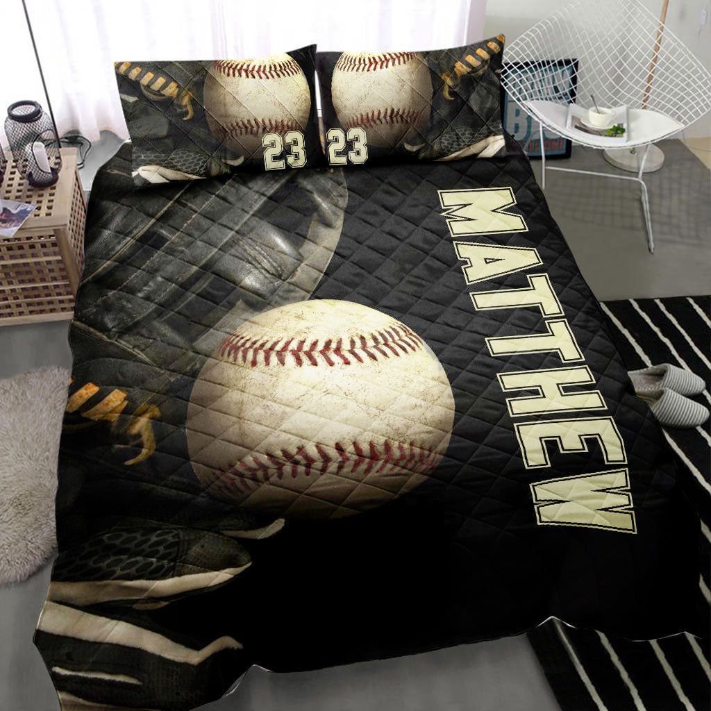 Ohaprints-Quilt-Bed-Set-Pillowcase-Baseball-Player-Fan-Ball-3D-Print-Sport-Black-Custom-Personalized-Name-Number-Blanket-Bedspread-Bedding-3055-Throw (55'' x 60'')