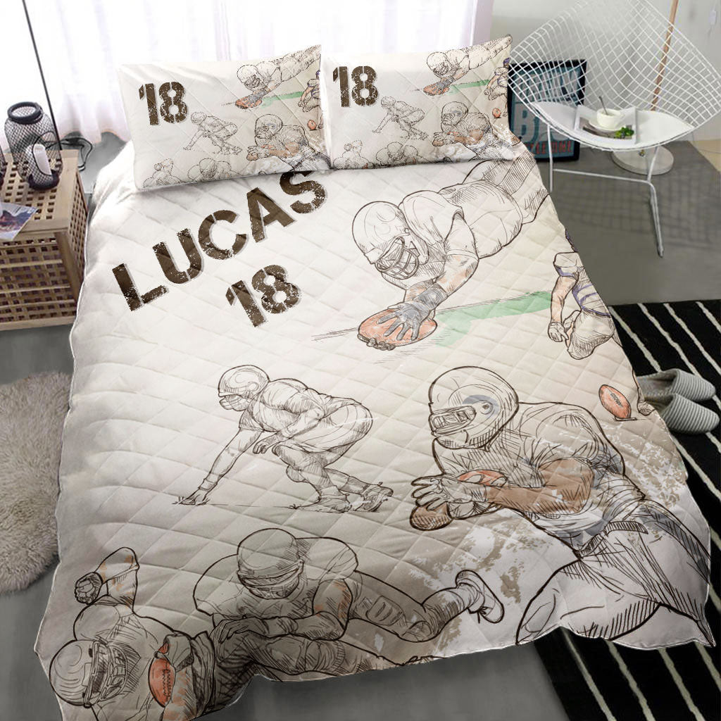 Ohaprints-Quilt-Bed-Set-Pillowcase-Football-Sketch-Players-Fan-Gift-Vintage-Beige-Custom-Personalized-Name-Number-Blanket-Bedspread-Bedding-2122-Throw (55'' x 60'')
