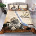 Ohaprints-Quilt-Bed-Set-Pillowcase-Hockey-Shoes-Stick-Player-Fan-Vintage-Beige-Custom-Personalized-Name-Number-Blanket-Bedspread-Bedding-2123-Double (70'' x 80'')
