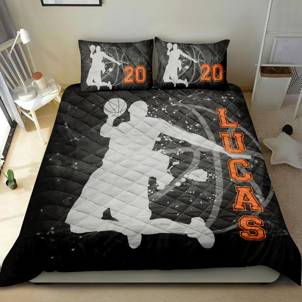 Ohaprints-Quilt-Bed-Set-Pillowcase-Basketball-Player-Posing-Fan-Gift-Black-Custom-Personalized-Name-Number-Blanket-Bedspread-Bedding-366-Double (70'' x 80'')