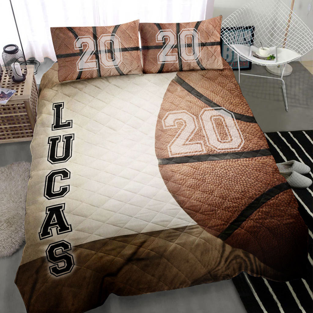 Ohaprints-Quilt-Bed-Set-Pillowcase-Basketball-Ball-Player-Fan-Gift-Vintage-Brown-Custom-Personalized-Name-Number-Blanket-Bedspread-Bedding-958-Throw (55'' x 60'')