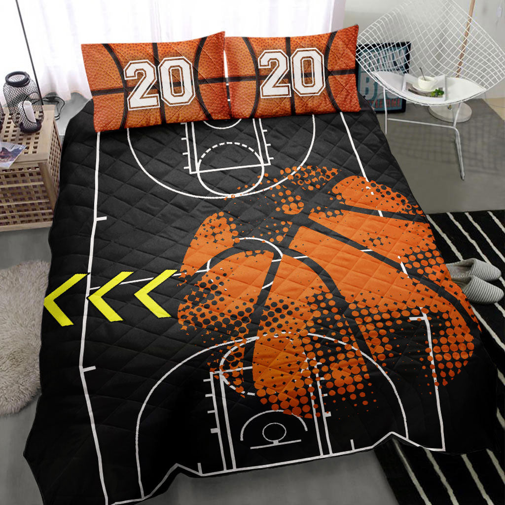 Ohaprints-Quilt-Bed-Set-Pillowcase-Basketball-Field-Ball-Player-Fan-Gift-Black-Custom-Personalized-Number-Blanket-Bedspread-Bedding-1539-Throw (55'' x 60'')