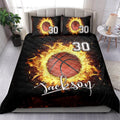 Ohaprints-Quilt-Bed-Set-Pillowcase-Fire-Basketball-Ball-Player-Fan-Gift-Black-Custom-Personalized-Name-Number-Blanket-Bedspread-Bedding-2124-Double (70'' x 80'')