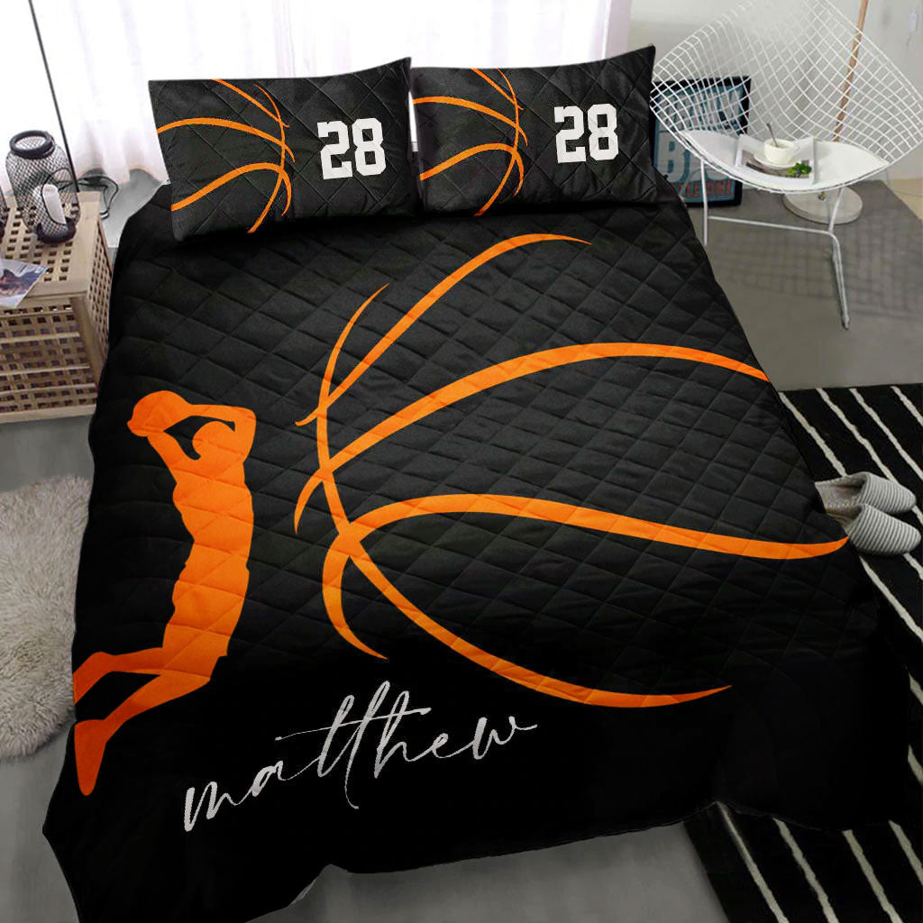 Ohaprints-Quilt-Bed-Set-Pillowcase-Basketball-Paler-Posing-Fan-Gift-Simple-Black-Custom-Personalized-Name-Number-Blanket-Bedspread-Bedding-2718-Throw (55'' x 60'')