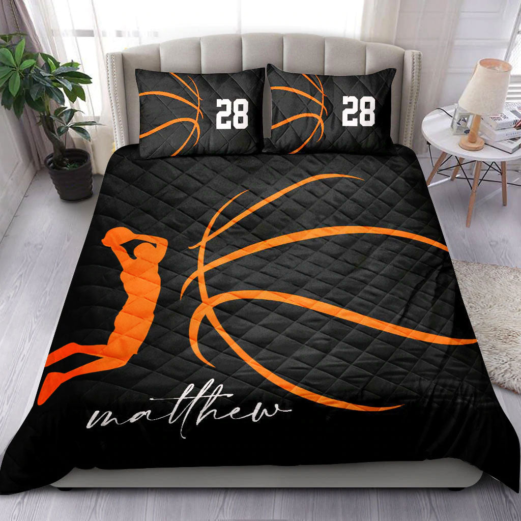Ohaprints-Quilt-Bed-Set-Pillowcase-Basketball-Paler-Posing-Fan-Gift-Simple-Black-Custom-Personalized-Name-Number-Blanket-Bedspread-Bedding-2718-Double (70'' x 80'')
