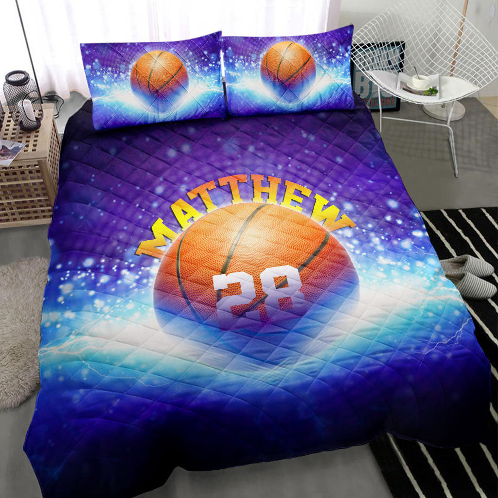 Ohaprints-Quilt-Bed-Set-Pillowcase-Basketball-Ball-Galaxy-Blue-Player-Fan-Gift-Custom-Personalized-Name-Number-Blanket-Bedspread-Bedding-2720-Throw (55'' x 60'')