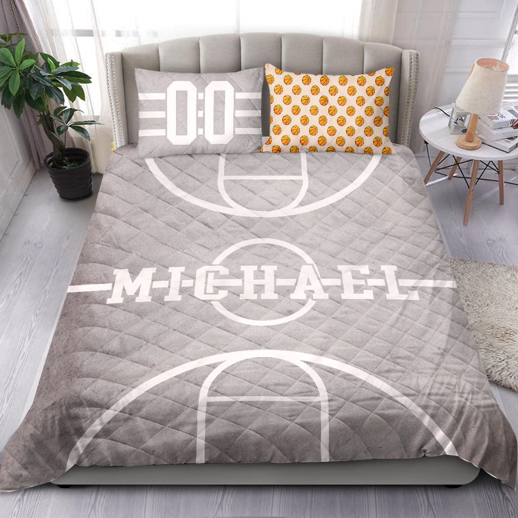 Ohaprints-Quilt-Bed-Set-Pillowcase-Basketball-Court-Basketball-Player-Fan-Grey-Custom-Personalized-Name-Number-Blanket-Bedspread-Bedding-369-Double (70'' x 80'')