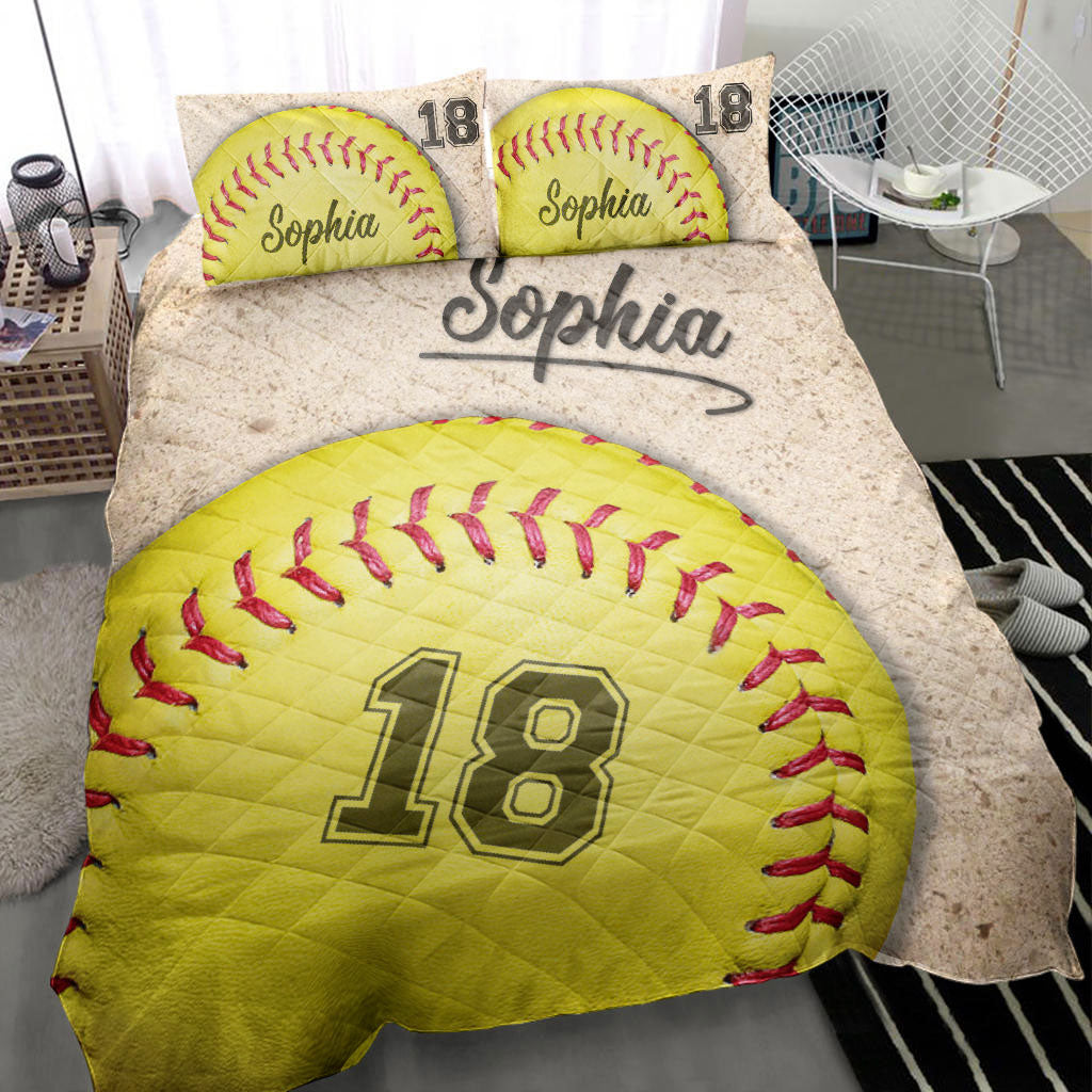 Ohaprints-Quilt-Bed-Set-Pillowcase-Softball-Ball-3D-Printed-Player-Fan-Gift-Beige-Custom-Personalized-Name-Number-Blanket-Bedspread-Bedding-1542-Throw (55'' x 60'')