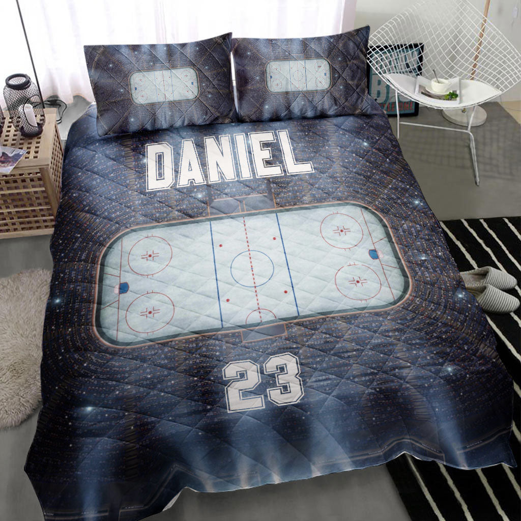 Ohaprints-Quilt-Bed-Set-Pillowcase-Hockeys-Stadium-Court-Player-Fan-Gift-Idea-Custom-Personalized-Name-Number-Blanket-Bedspread-Bedding-1042-Throw (55'' x 60'')