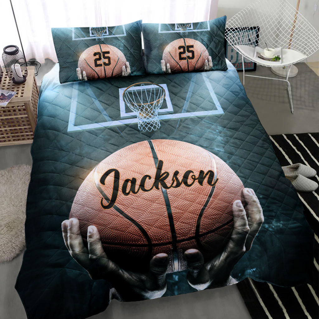 Ohaprints-Quilt-Bed-Set-Pillowcase-Basketballs-Ball-Player-Hand-3D-Print-Fan-Gift-Custom-Personalized-Name-Number-Blanket-Bedspread-Bedding-370-Throw (55'' x 60'')