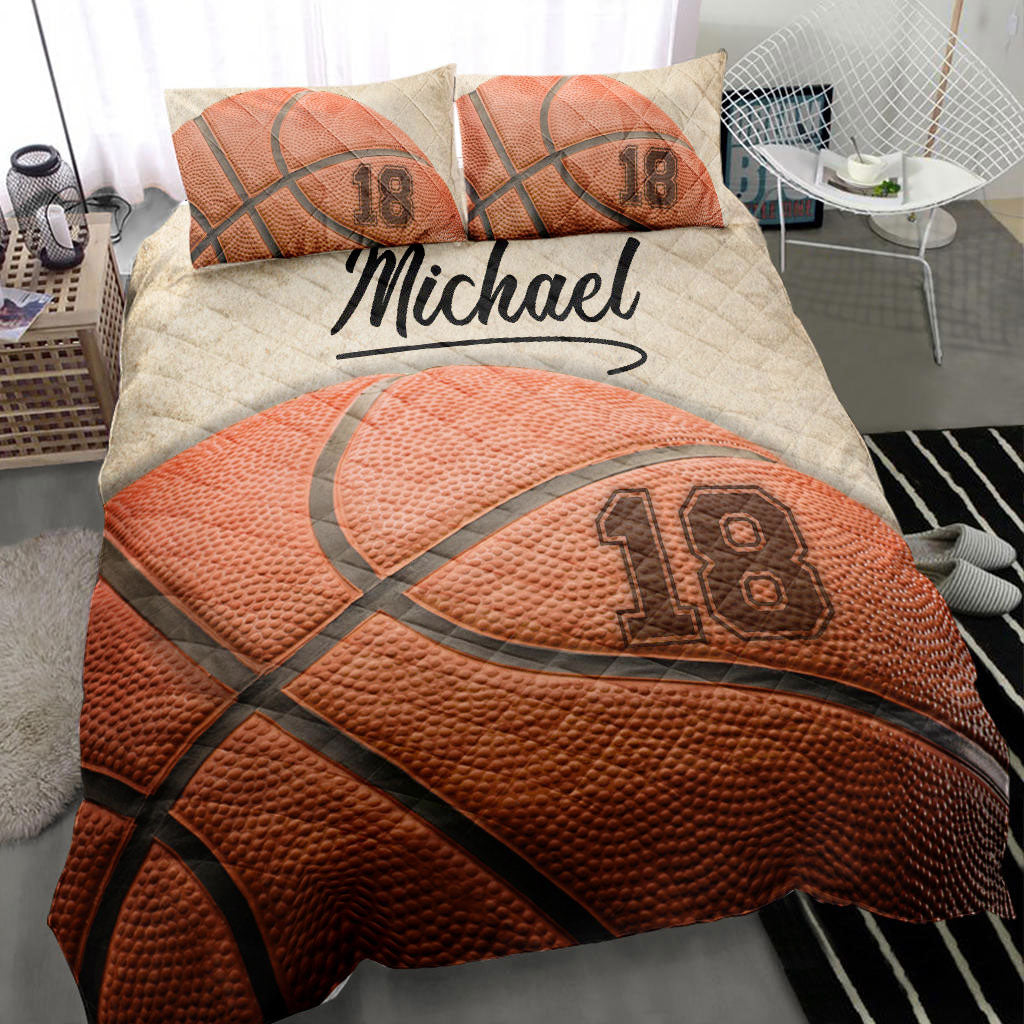 Ohaprints-Quilt-Bed-Set-Pillowcase-Basketball-Ball-3D-Print-Player-Fan-Gift-Beige-Custom-Personalized-Name-Number-Blanket-Bedspread-Bedding-962-Throw (55'' x 60'')