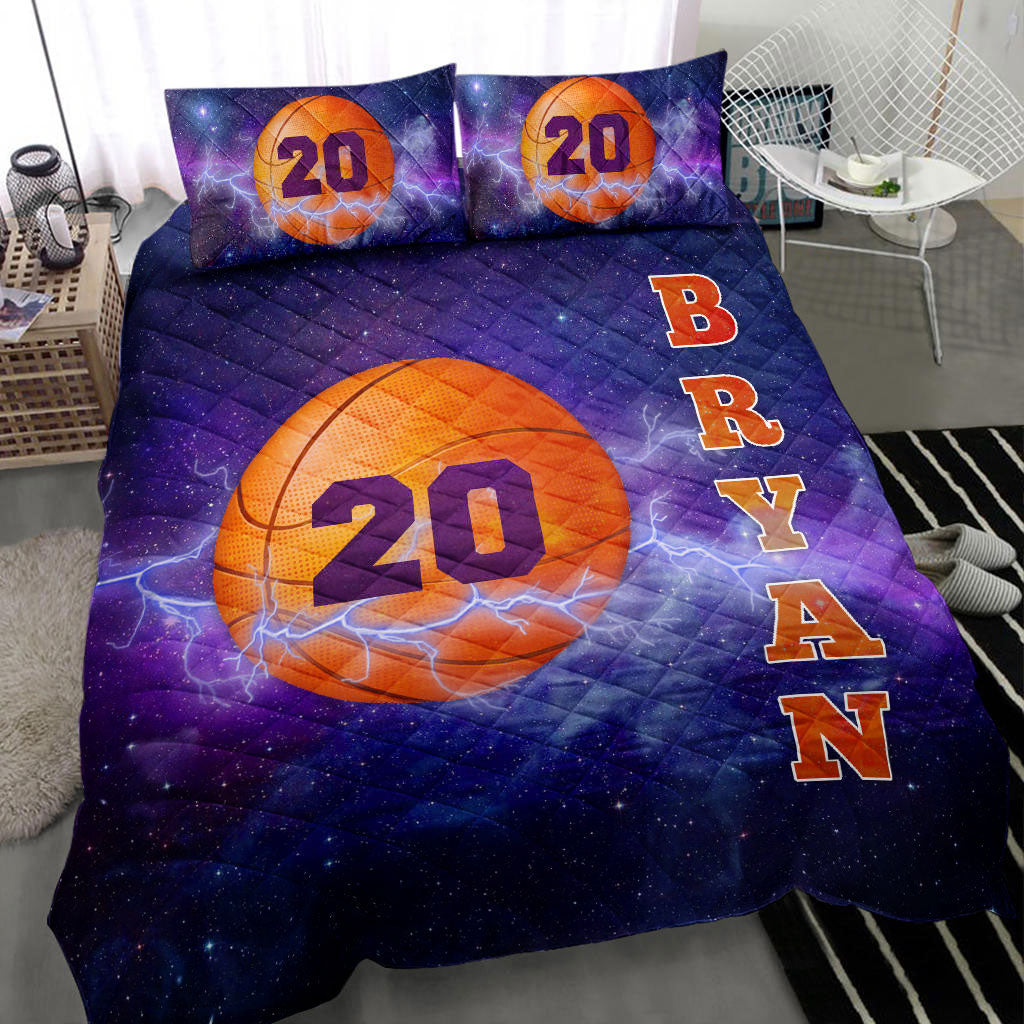 Ohaprints-Quilt-Bed-Set-Pillowcase-Basketball-Ball-Thunder-Galaxy-Player-Fan-Gift-Custom-Personalized-Name-Number-Blanket-Bedspread-Bedding-2722-Throw (55'' x 60'')