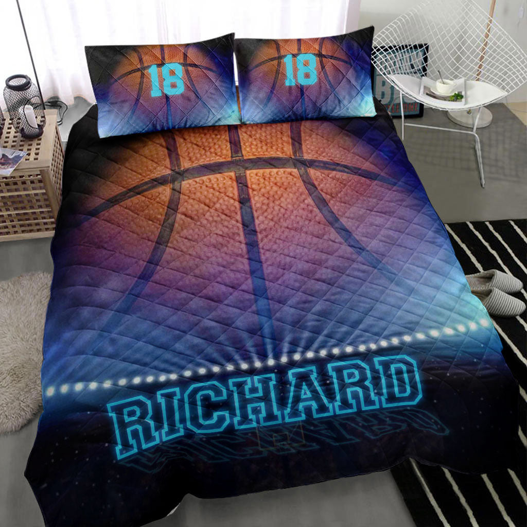 Ohaprints-Quilt-Bed-Set-Pillowcase-Basketball-Big-Ball-3D-Printed-Blue-Player-Fan-Custom-Personalized-Name-Number-Blanket-Bedspread-Bedding-2130-Throw (55'' x 60'')