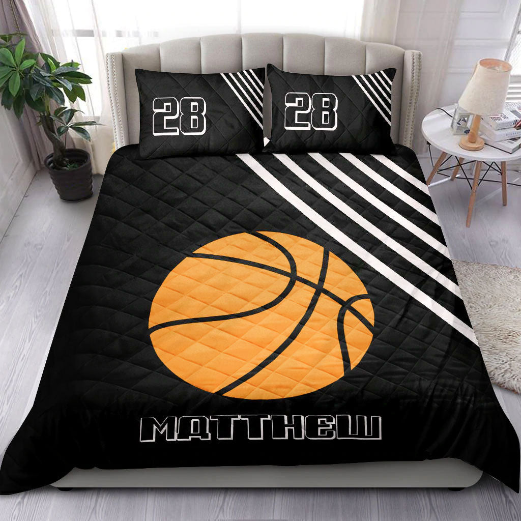 Ohaprints-Quilt-Bed-Set-Pillowcase-Basketball-Ball-White-Lines-Player-Fan-Gift-Custom-Personalized-Name-Number-Blanket-Bedspread-Bedding-1546-Throw (55'' x 60'')