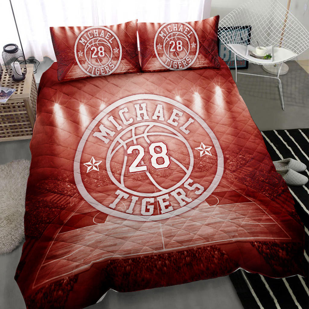 Ohaprints-Quilt-Bed-Set-Pillowcase-Basketball-Court-Field-Player-Fan-Gift-Red-Custom-Personalized-Name-Number-Blanket-Bedspread-Bedding-2131-Throw (55'' x 60'')