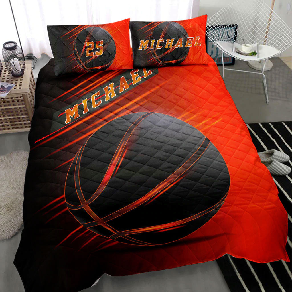 Ohaprints-Quilt-Bed-Set-Pillowcase-Basketball-Black-Ball-Player-Fan-Gift-Idea-Red-Custom-Personalized-Name-Number-Blanket-Bedspread-Bedding-2725-Throw (55'' x 60'')