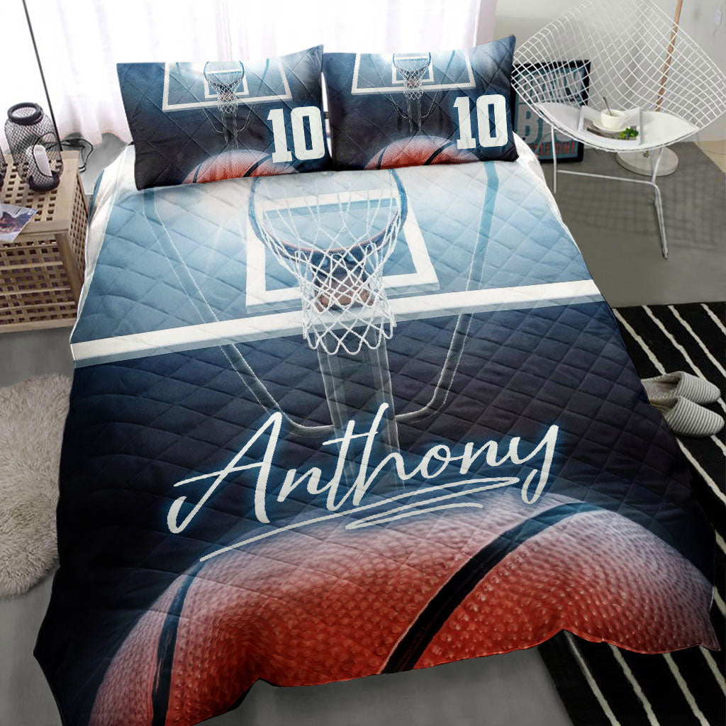 Ohaprints-Quilt-Bed-Set-Pillowcase-Basketball-Ball-Blue-Light-Player-Fan-Gift-Custom-Personalized-Name-Number-Blanket-Bedspread-Bedding-2728-Throw (55'' x 60'')