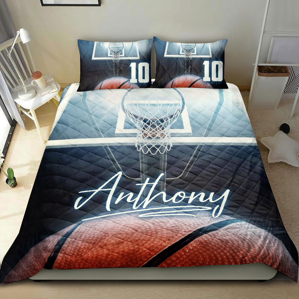 Ohaprints-Quilt-Bed-Set-Pillowcase-Basketball-Ball-Blue-Light-Player-Fan-Gift-Custom-Personalized-Name-Number-Blanket-Bedspread-Bedding-2728-Double (70'' x 80'')