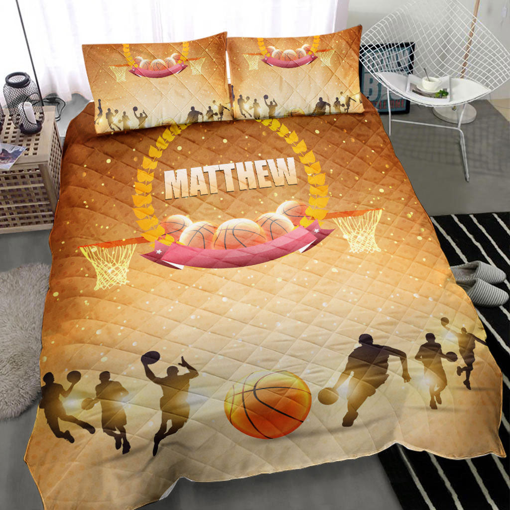 Ohaprints-Quilt-Bed-Set-Pillowcase-Basketball-Ball-Light-Player-Posing-Winner-Fan-Gift-Custom-Personalized-Name-Blanket-Bedspread-Bedding-1550-Throw (55'' x 60'')