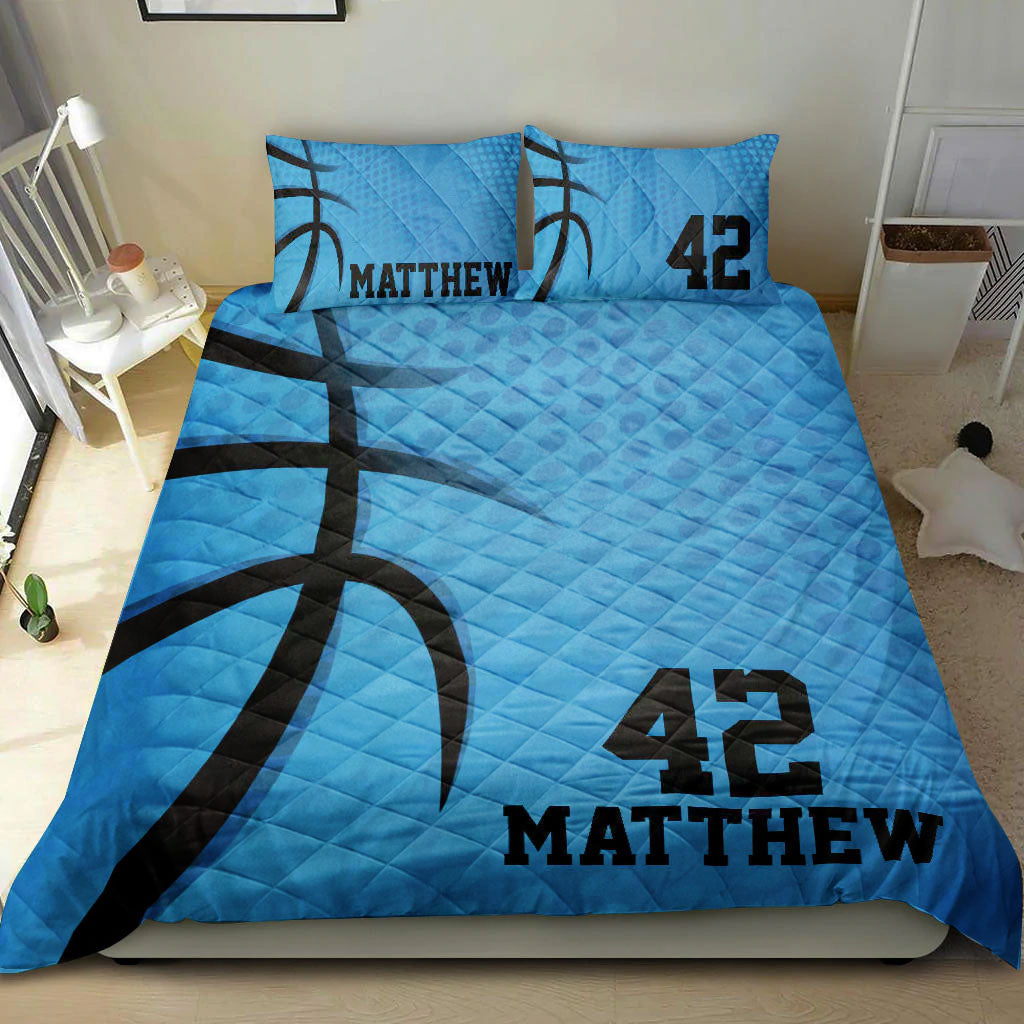 Ohaprints-Quilt-Bed-Set-Pillowcase-Basketball-Blue-Dot-Pattern-Plaey-Fan-Gift-Custom-Personalized-Name-Number-Blanket-Bedspread-Bedding-970-Double (70'' x 80'')