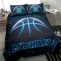 Ohaprints-Quilt-Bed-Set-Pillowcase-Basketball-Blue-Light-Player-Fan-Gift-Black-Custom-Personalized-Name-Number-Blanket-Bedspread-Bedding-2136-Throw (55'' x 60'')