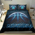 Ohaprints-Quilt-Bed-Set-Pillowcase-Basketball-Blue-Light-Player-Fan-Gift-Black-Custom-Personalized-Name-Number-Blanket-Bedspread-Bedding-2136-Double (70'' x 80'')
