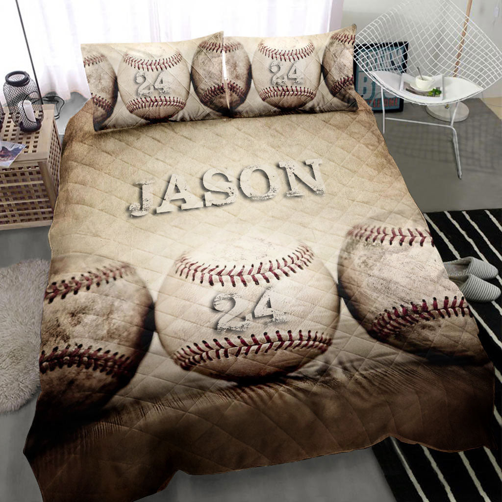 Ohaprints-Quilt-Bed-Set-Pillowcase-Baseball-Ball-Beige-Vintage-Player-Fan-Gift-Custom-Personalized-Name-Number-Blanket-Bedspread-Bedding-2731-Throw (55'' x 60'')