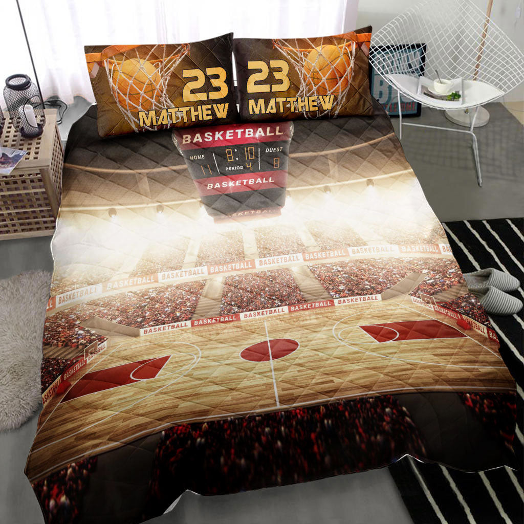 Ohaprints-Quilt-Bed-Set-Pillowcase-Basketball-Court-Field-Basketball-Player-Fan-Custom-Personalized-Name-Number-Blanket-Bedspread-Bedding-973-Throw (55'' x 60'')