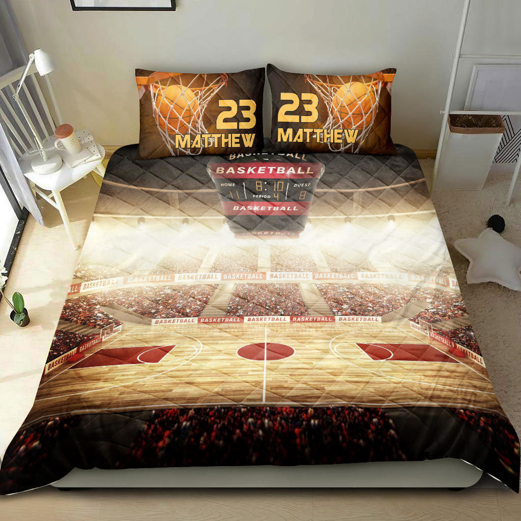 Ohaprints-Quilt-Bed-Set-Pillowcase-Basketball-Court-Field-Basketball-Player-Fan-Custom-Personalized-Name-Number-Blanket-Bedspread-Bedding-973-Double (70'' x 80'')