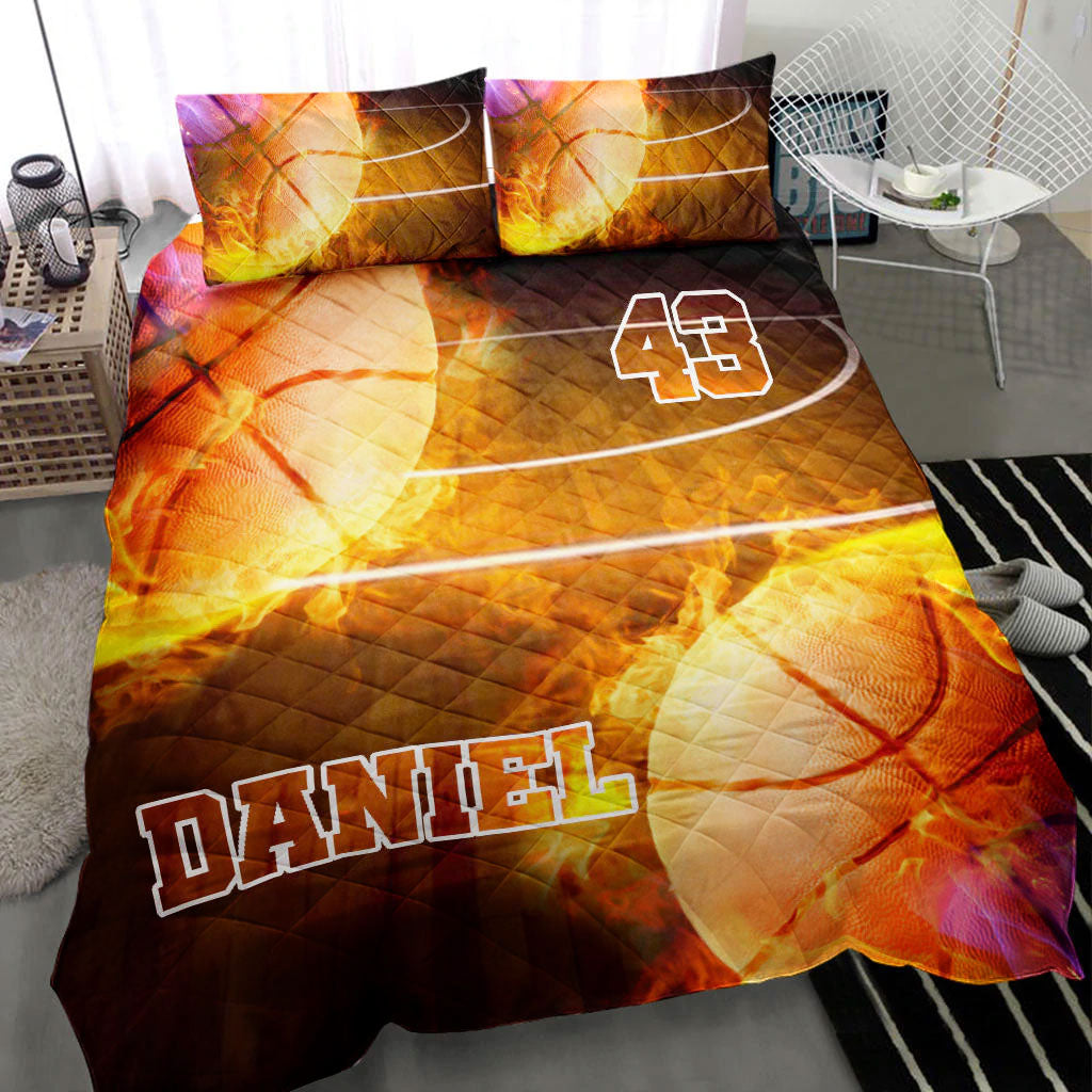 Ohaprints-Quilt-Bed-Set-Pillowcase-Basketball-Fire-Ball-3D-Print-Player-Fan-Gift-Custom-Personalized-Name-Number-Blanket-Bedspread-Bedding-1554-Throw (55'' x 60'')